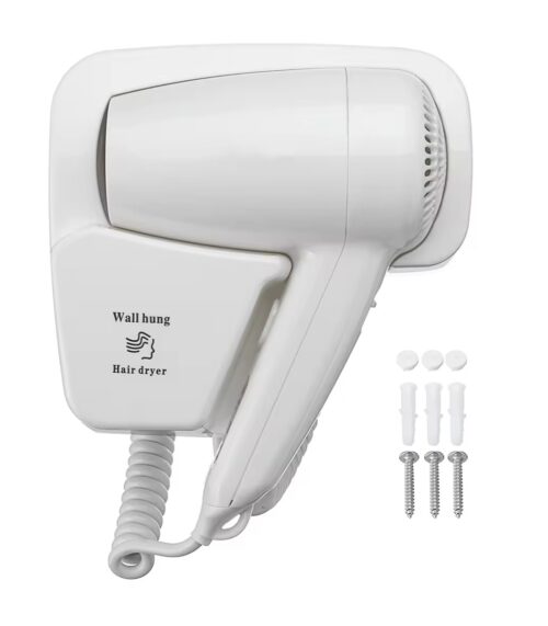 Wall Mounted Hotel Hair Dryer without Socket white